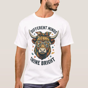Camiseta Concienciación sobre el Autismo Vaca Grabado Vinta