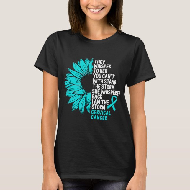 Camiseta Concienciación sobre el cáncer cervical Verde azul (Anverso)