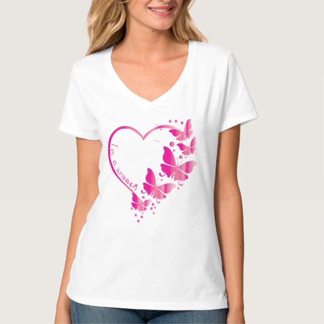 Camiseta Concienciación sobre el cáncer de mama Corazón de  (Anverso)