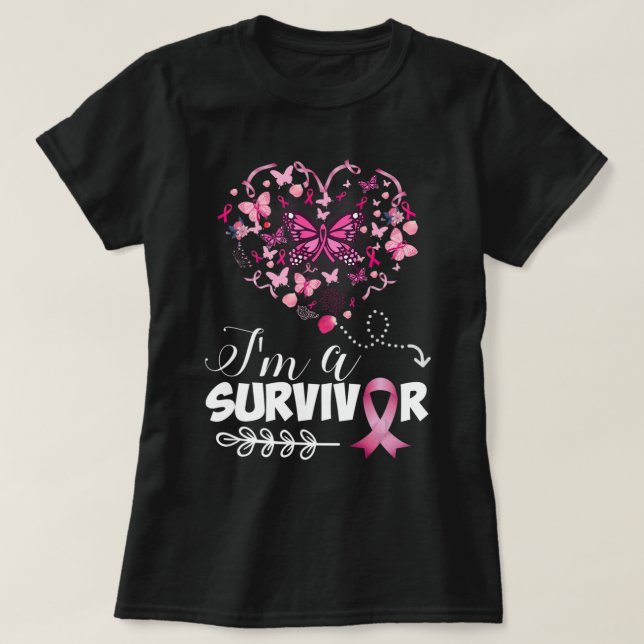 Camiseta Concienciación sobre el cáncer de mama Mariposa ro (Diseño del anverso)