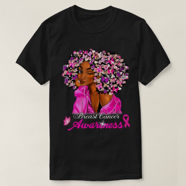 Camiseta Concienciación sobre el cáncer de mama Mujeres afr (Diseño del anverso)