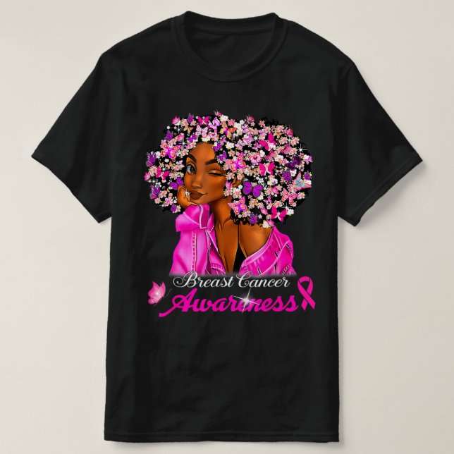 Camiseta Concienciación sobre el cáncer de mama Mujeres afr (Diseño del anverso)