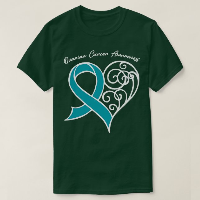 Camiseta Concienciación sobre el cáncer de ovario Heart Rib (Diseño del anverso)