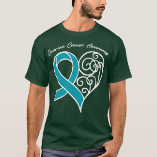 Camiseta Concienciación sobre el cáncer de ovario Heart Rib