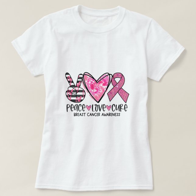 Camiseta Concienciación sobre el cáncer Paz Cura de amor (Diseño del anverso)