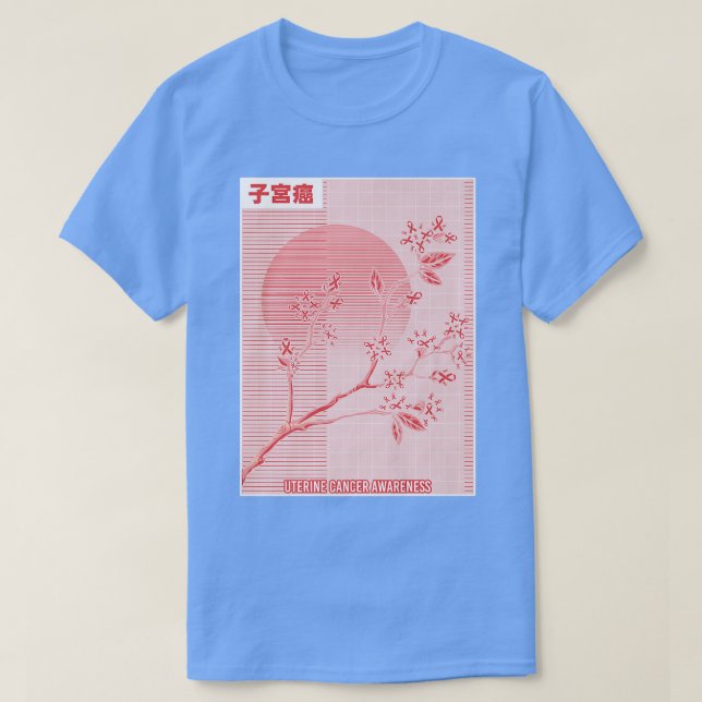 Camiseta Concienciación sobre el cáncer uterino Sakura Flor (Diseño del anverso)