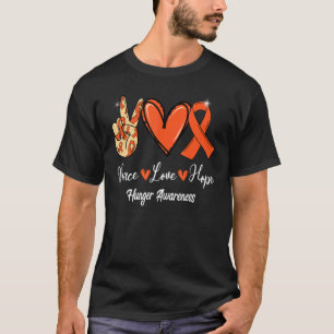 Camiseta Concienciación sobre el hambre Paz Amor Esperanza
