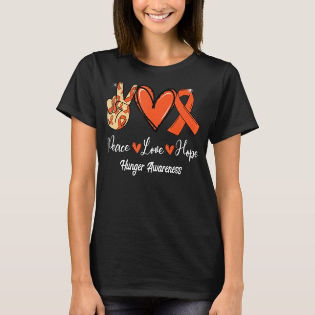 Camiseta Concienciación sobre el hambre Paz Amor Esperanza  (Anverso)