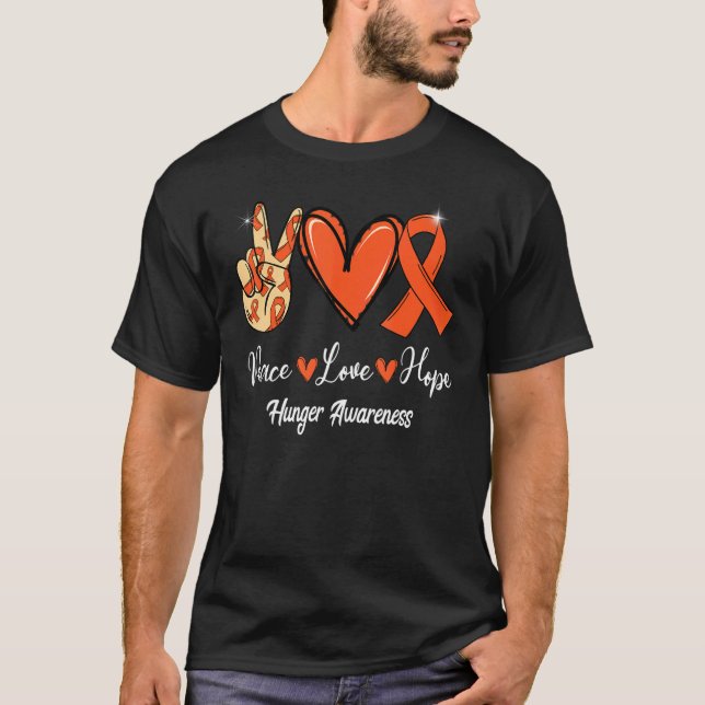 Camiseta Concienciación sobre el hambre Paz Amor Esperanza  (Anverso)