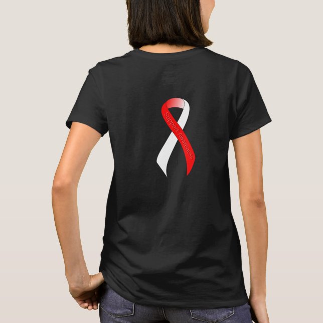 Camiseta Concienciación sobre el soporte de cinta roja y bl (Reverso)