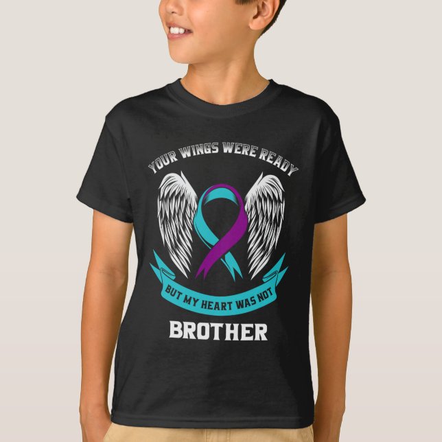 Camiseta Concienciación sobre el suicidio morado verde azul (Anverso)