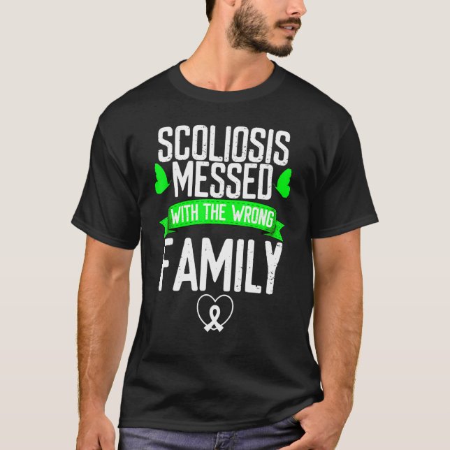 Camiseta Concienciación sobre la escoliosis con verde famil (Anverso)