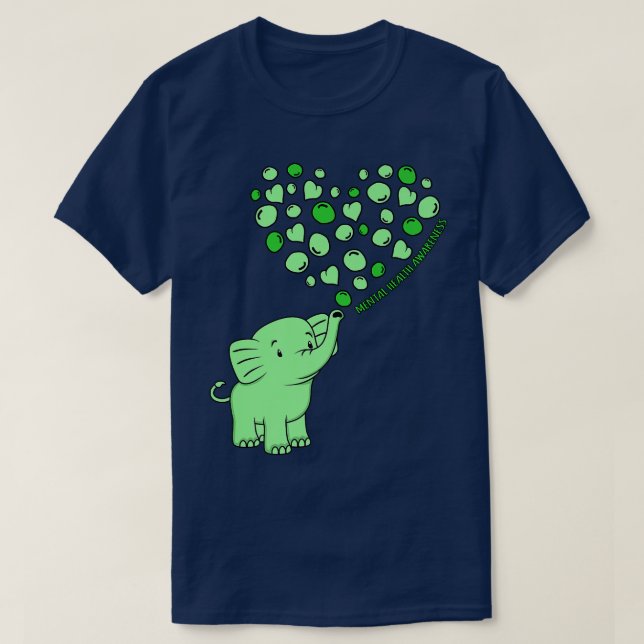 Camiseta Concienciación sobre la salud mental Elephant Hear (Diseño del anverso)