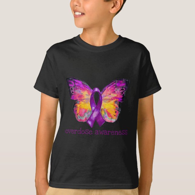 Camiseta Concienciación sobre la sobredosis Dolor mariposa  (Anverso)