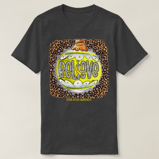 Camiseta Concienciación sobre Spina Bifida cree en leopardo (Diseño del anverso)