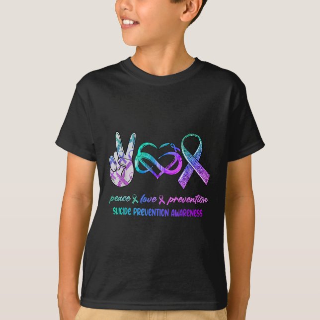Camiseta Concienciación suicida Paz Prevención del Amor (Anverso)