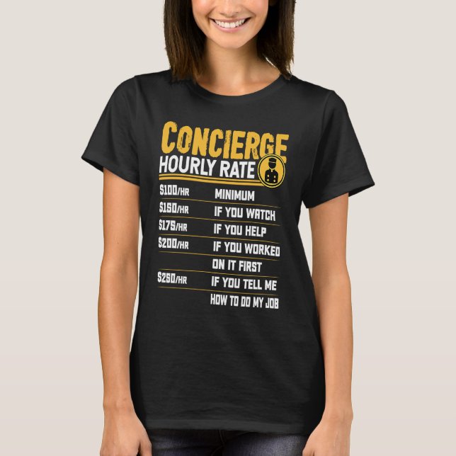 Camiseta Concierge Service Hourly Rate (Anverso)