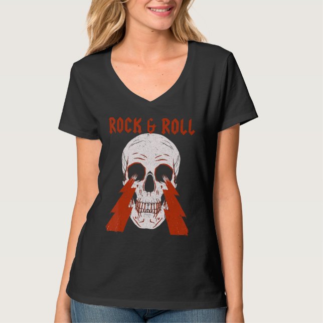Camiseta Concierto de música rock N Roll con luz de cráneo (Anverso)