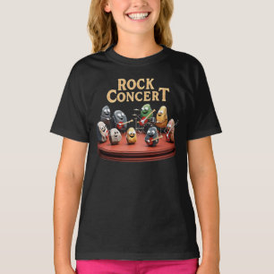Camiseta Concierto de Rock - Banda de Rocas Tocando Instrum