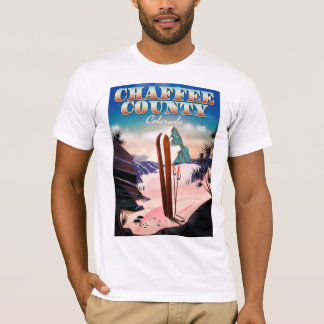 Camiseta Condado de Chaffee, poster de esquí de Colorado.