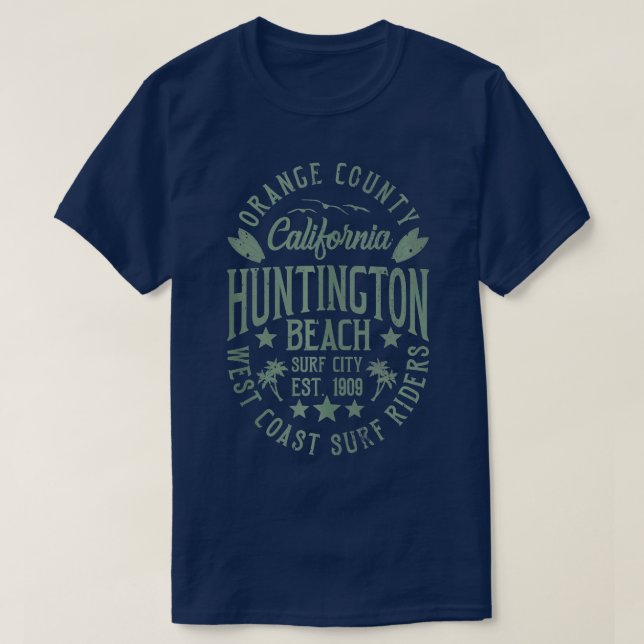Camiseta Condado de Huntington Beach Surf City Naranja (Diseño del anverso)