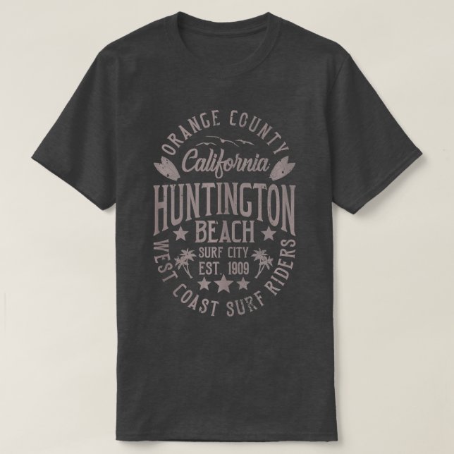 Camiseta Condado de Huntington Beach Surf City Naranja (Diseño del anverso)