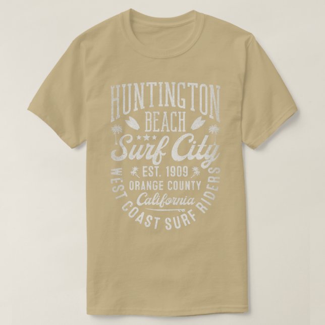 Camiseta Condado de Huntington Beach Surf City Naranja (Diseño del anverso)
