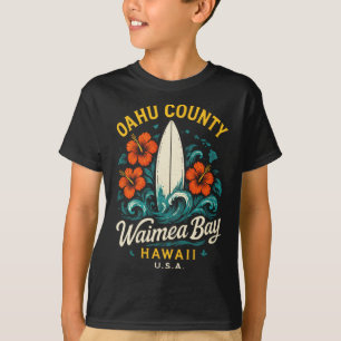 Camiseta Condado de Oahu Waimea Y - Surf Retro Hawaii