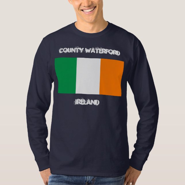 Camiseta Condado de Waterford, Irlanda con bandera irlandes (Anverso)