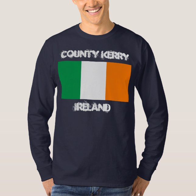 Camiseta Condado Kerry, Irlanda con la bandera irlandesa (Anverso)
