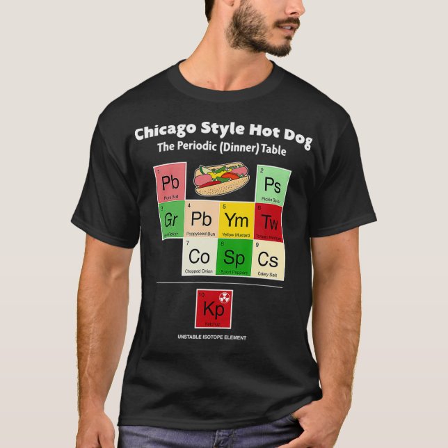 Camiseta Condiciones de tabla periódica de perros calientes (Anverso)