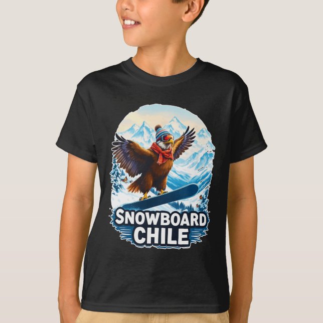 Camiseta Cóndor De Snowboard En Las Montañas De Chile (Anverso)