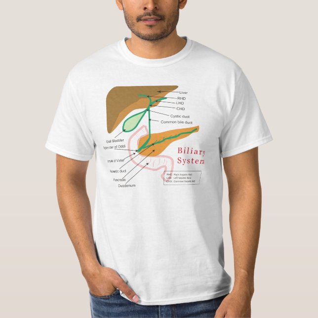 Camiseta Conducto biliar biliar de la carta del diagrama de (Anverso)
