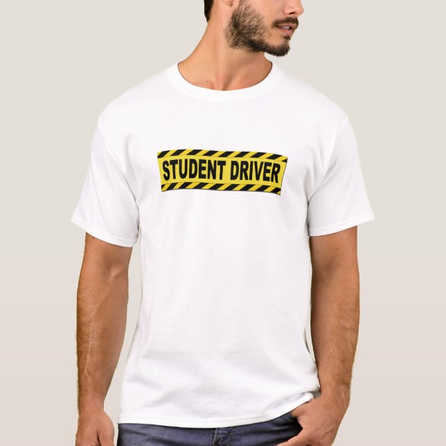 Camiseta Conductor amarillo y negro del estudiante (Anverso)
