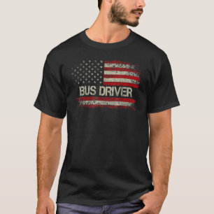 Camiseta Conductor de autobús bandera estadounidense vintag