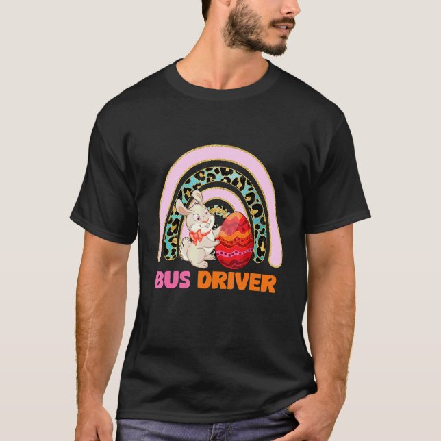 Camiseta Conductor de autobús conejo Rainbow Easter (Anverso)