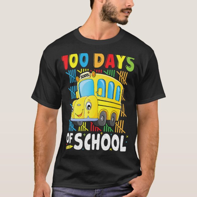 Camiseta Conductor De Autobús Escolar 100 Días De Embuste E (Anverso)
