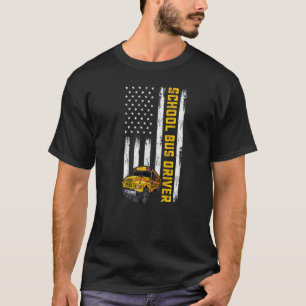 Camiseta Conductor de Autobús Escolar Bandera Americana Usa