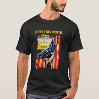 Camiseta Conductor de autobús escolar Bandera de Estados Un