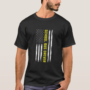 Camiseta Conductor de autobús escolar con bandera estadouni