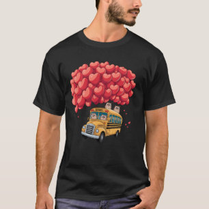 Camiseta Conductor de autobús escolar de búhos Día de San V