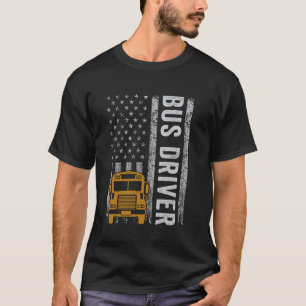 Camiseta Conductor de Autobús Escolar Divertido USA Bandera