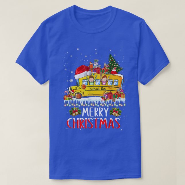 Camiseta Conductor de autobús escolar Feliz Navidad Pajamas (Diseño del anverso)