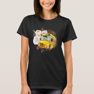 Camiseta Conductor de autobús escolar Flores Leopard Cute M