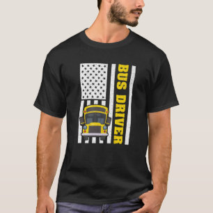 Camiseta Conductor de autobús escolar Retro American Flag B