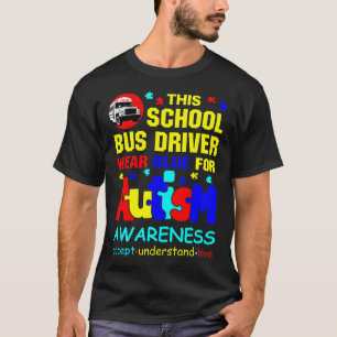 Camiseta Conductor de autobús escolar usa azul para concien