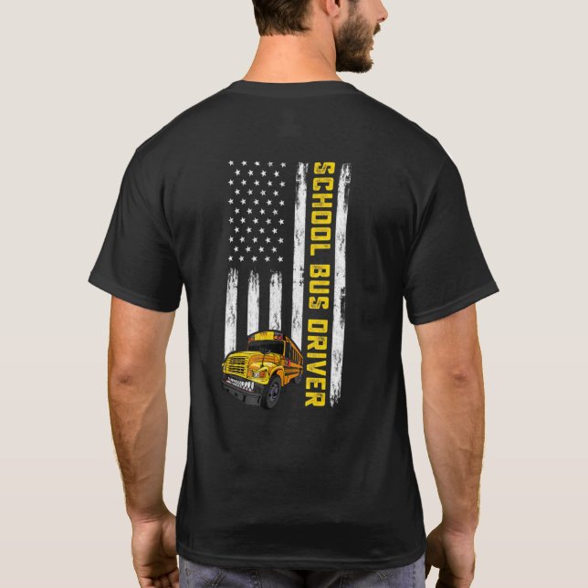 Camiseta Conductor de bus de escuela de bandera estadounide (Reverso)