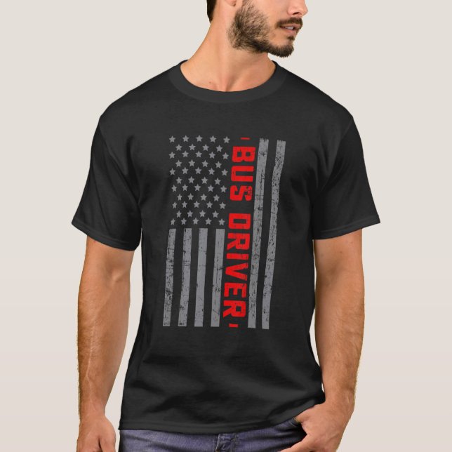 Camiseta Conductor de bus de la bandera de Estados Unidos V (Anverso)