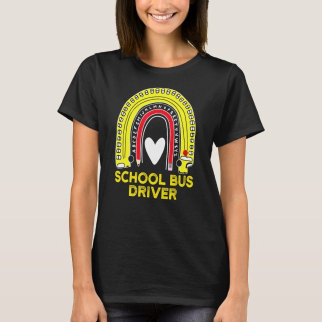Camiseta Conductor de bus escolar arco iris amarillo (Anverso)