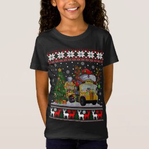 Camiseta Conductor de bus escolar reno Santa Hat Ugly Chris